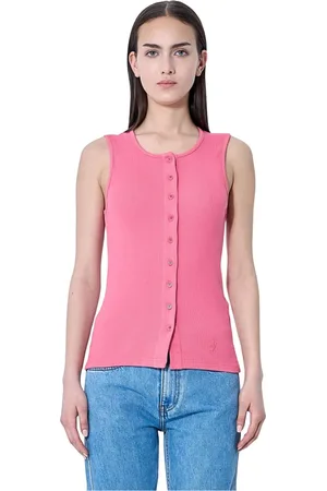 J.W.Anderson Femme, Tops, Rose, Taille: 42 FR Débardeur Côtelé avec Boutons Frontaux