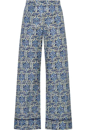 Maliparmi Femme, Pantalons, Bleu, Taille: 36 FR Pantalon Batik Fleuri