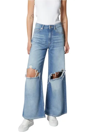 John Richmond Femme, Jeans, Bleu, Taille: W26 Jean large bleu clair avec déchirures aux genoux