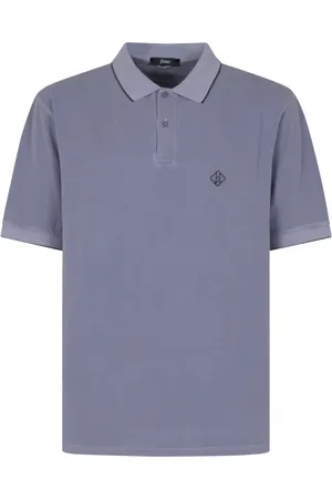 HERNO Homme, Tops, Bleu, Taille: 2XL Polo Bleu Clair Piqué Pigment Dye