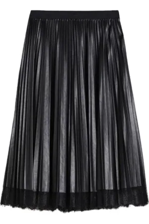 Twin-Set Femme, Jupes, Noir, Taille: 40 FR Jupe Midi Plissée en Similicuir