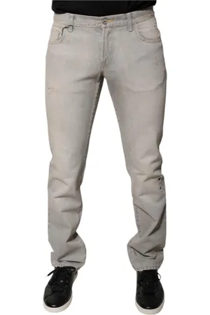 Dolce & Gabbana Homme, Pantalons, Gris, Taille: M Jean Skinny Denim Gris avec Logo