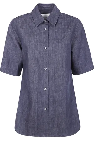 STUDIO NICHOLSON Femme, Blouses et Chemises, Bleu, Taille: 34 FR Chemise Slim Fit Décontractée