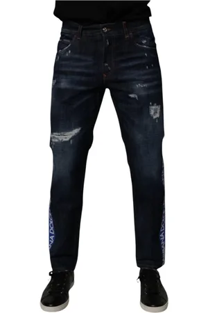 Dolce & Gabbana Homme, Jeans, Bleu, Taille: M Jean Denim Skinny Bleu Foncé Déchiré