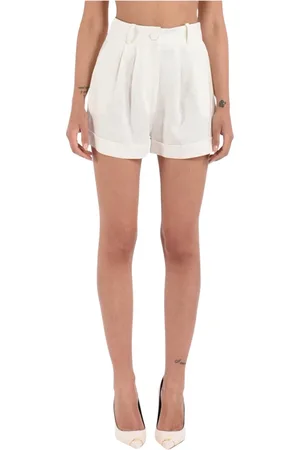 ACTUALEE Femme, Shorts, Blanc, Taille: 44 FR Shorts en lin avec fermeture éclair et bouton