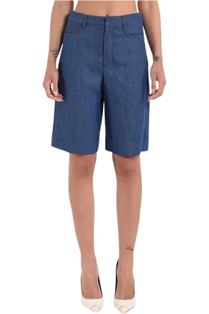 Max Mara Femme, Shorts, Bleu, Taille: 38 FR Shorts Bermuda en coton et lin