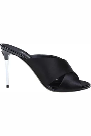 Dolce & Gabbana Femme, Chaussures, Noir, Taille: 38 1/2 EU Sandales en Satin Noir Design Élégant