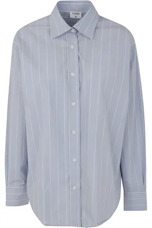Filippa K Femme, Blouses et Chemises, Bleu, Taille: 36 FR Chemise à Rayures en Popeline