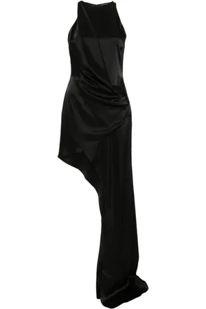 DAVID KOMA Femme, Robes, Noir, Taille: 38 FR Robe en satin noir pour femmes