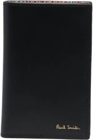 Paul Smith Homme, Accessoires, Noir, Taille: ONE Size Porte-cartes en cuir avec motif Artist Stripe