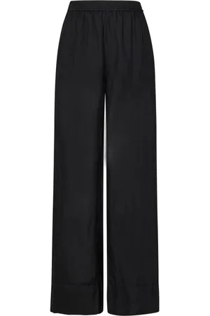 FISICO Femme, Pantalons, Noir, Taille: 38 FR Pantalon Palazzo Noir Élégant Chic Look