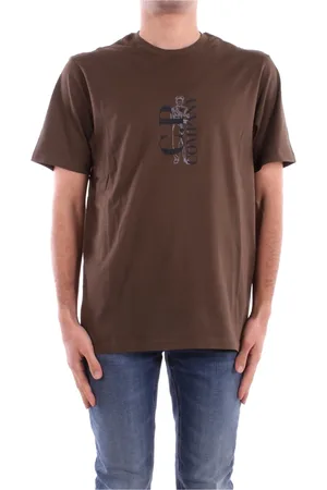 C.P. Company Homme, Tops, Brun, Taille: L T-shirt marron avec logo coupe régulière