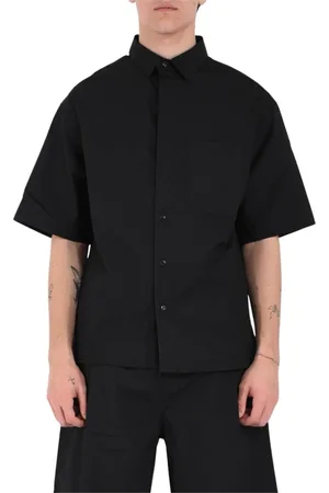 A PAPER KID Homme, Chemises, Noir, Taille: S Chemise en coton à manches courtes en popeline