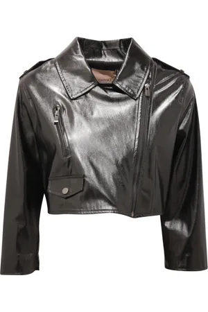 Twin-Set Femme, Vestes, Noir, Taille: 42 FR Veste Courte en Similicuir
