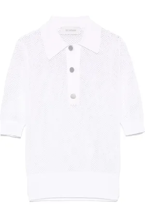 Sportmax Femme, Tops, Blanc, Taille: 40 FR Pull Blanc à Boutons Manches Courtes