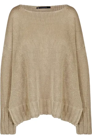 PIERANTONIO GASPARI Femme, Pulls, Jaune, Taille: 38 FR Pull en Lin et Coton Col Rond