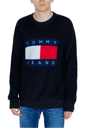 Tommy Hilfiger Homme, Pulls, Noir, Taille: L Pull en Coton Noir Collection Automne/Hiver