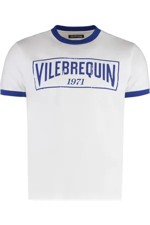 Vilebrequin Homme, Tops, Blanc, Taille: S T-shirt en Coton à Encolure Ras-du-cou Côtelée