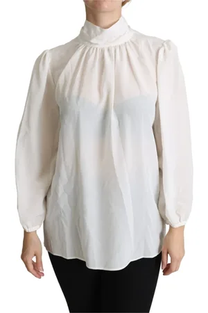 Dolce & Gabbana Femme, Blouses et Chemises, Blanc, Taille: 40 FR Élégant Chemisier Blanc en Soie avec
