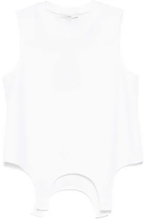 tibi Femme, Tops, Blanc, Taille: 36 FR Débardeur blanc sans manches en tricot actif