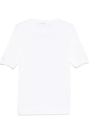Malo Homme, Tops, Blanc, Taille: M T-shirt en Tricot Col Rond Blanc
