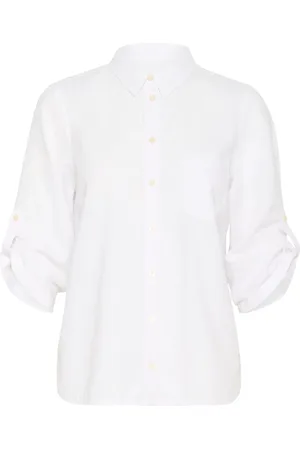 Part Two Femme, Blouses et Chemises, Blanc, Taille: 38 FR Chemisier Blanc avec Manches 3/4