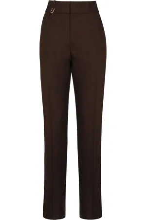 Jacquemus Femme, Pantalons, Brun, Taille: 36 FR Pantalon Femme Élégant en Viscose et Soie