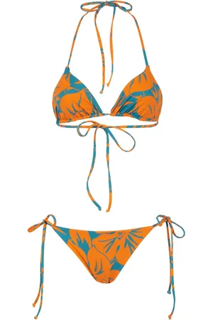 Gallo Femme, Maillots de bain, Multicolore, Taille: 40 FR Bikini triangle orange réversible pour femmes avec motif floral