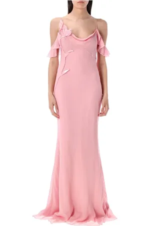 Self-Portrait Femme, Robes, Rose, Taille: 40 FR Robe Maxi Rose Fleurs Occasions Élégantes