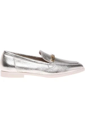BALDININI Femme, Chaussures, Jaune, Taille: 40 EU Light gold laminated tumbled loafer