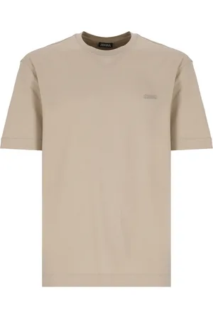 Ermenegildo Zegna Homme, Tops, , Taille: S T-shirt en Coton avec Logo Brodé