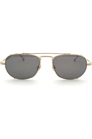 MATSUDA Femme, Accessoires, Jaune, Taille: ONE Size Lunettes de soleil de style vintage en or/gris