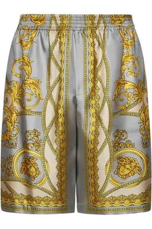 VERSACE Homme, Shorts, Multicolore, Taille: L Shorts en Twill de Soie Gris La Coupe des Dieux