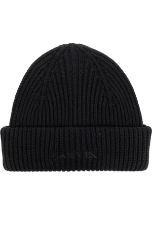 Lanvin Femme, Accessoires, Noir, Taille: ONE Size Bonnet en laine avec logo brodé