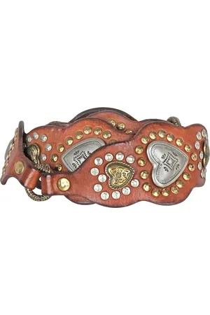 Campomaggi Femme, Accessoires, Brun, Taille: ONE Size Ceinture en cuir vintage avec clous et rivets