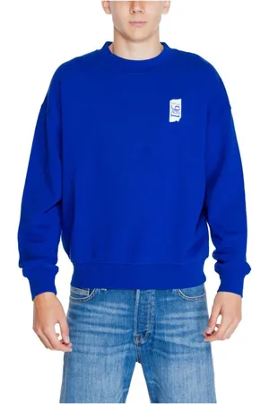 Replay Homme, Sweatshirts et sweats à capuche, Bleu, Taille: M Pull en Coton Bleu Collection Homme
