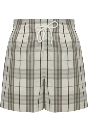 Burberry Femme, Shorts, Gris, Taille: 36 FR Shorts en Coton à Carreaux avec Poches