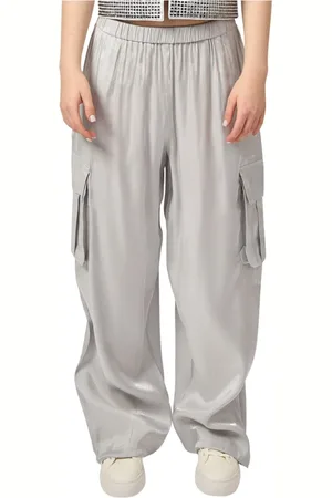 Armani Exchange Femme, Pantalons, Gris, Taille: 38 FR Pantalon Cargo Gris Glamour Élastique