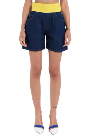 Msgm Femme, Shorts, Bleu, Taille: 38 FR Shorts en denim avec taille élastique