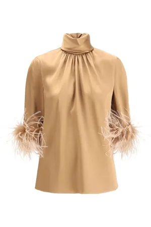 Dolce & Gabbana Femme, Blouses et Chemises, Brun, Taille: 40 FR Chemisier à plumes