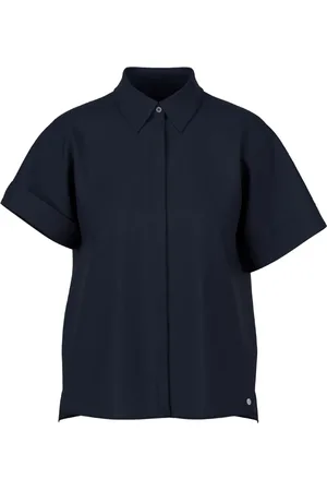 Marc Cain Femme, Blouses et Chemises, Bleu, Taille: 46 FR Chemisier Bleu Foncé