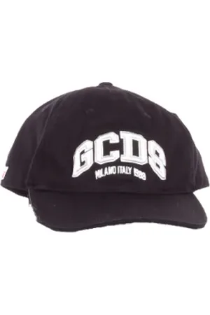 GCDS Homme, Accessoires, Noir, Taille: ONE Size Chapeau Noir Logo Boucle Coton