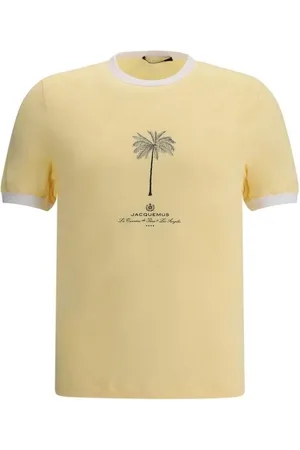 Jacquemus Homme, Tops, Jaune, Taille: S T-shirt col rond côtelé contrastant
