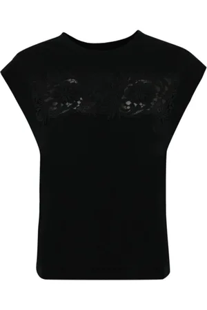 Twin-Set Femme, Tops, Noir, Taille: 38 FR T-shirt brodé floral