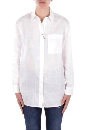 Max Mara Femme, Blouses et Chemises, Blanc, Taille: 44 FR Chemise blanche en lin avec boutons