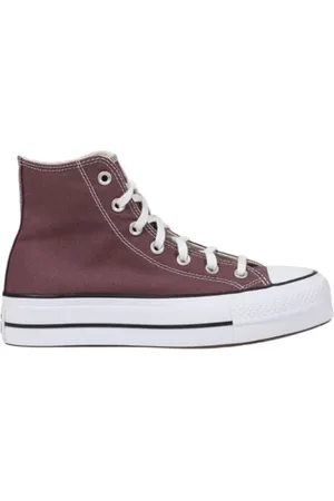 Converse Femme, Chaussures, Brun, Taille: 37 1/2 EU Baskets en Tissu Violet avec Semelle Surélevée