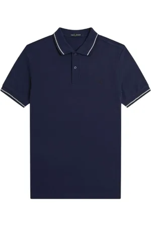 Fred Perry Homme, Tops, Bleu, Taille: M Polo Classique avec Accents Menthe