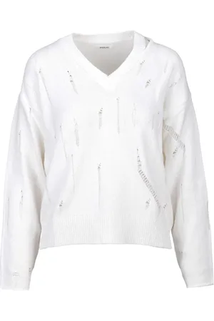 Replay Femme, Pulls, Blanc, Taille: 38 FR Pull en Coton Usé