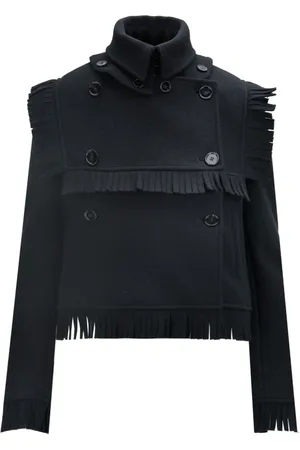 Burberry Femme, Vestes, Noir, Taille: 36 FR Veste en Mélange de Cachemire et Laine à Franges
