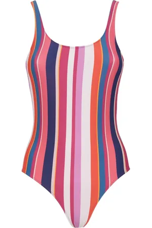Gallo Femme, Maillots de bain, Multicolore, Taille: 44 FR Maillot de bain une pièce blanc à rayures multicolores pour femmes